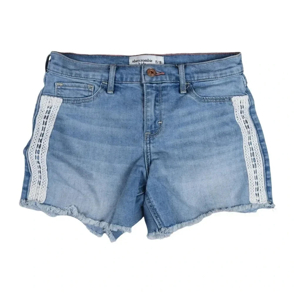 Abercrombie Girls Kids Denim Lace Bottoms Girls Size 14  16 Blue Denim Preppy